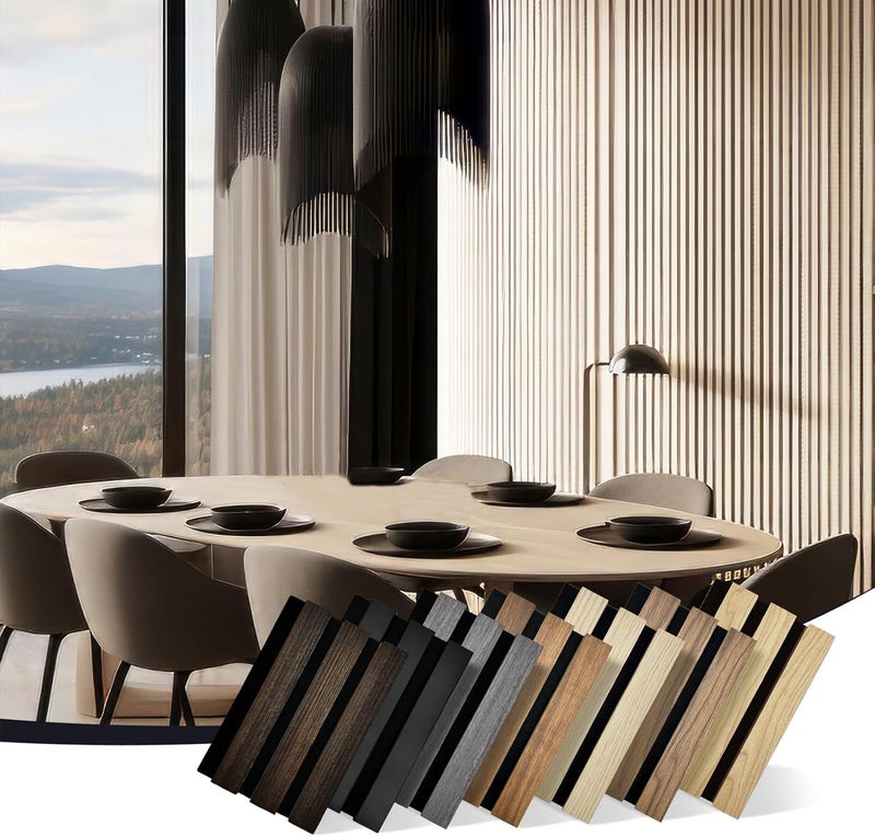 RITOLLO Wood Panels for Wall 4.92"×7.68" Acoustic Panels for Interior Wall Decor, 3D Wood Slat Wall Panel/Fluted Sound Absorbing Panel - 7 Color Samples 7 Pack - Image 1